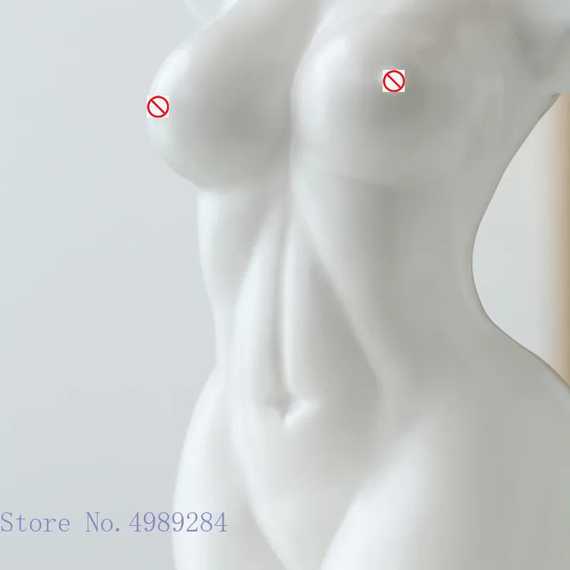 DecorBites™ Abstract Nude Female Ceramic Vase Black White Home Decor Ornament