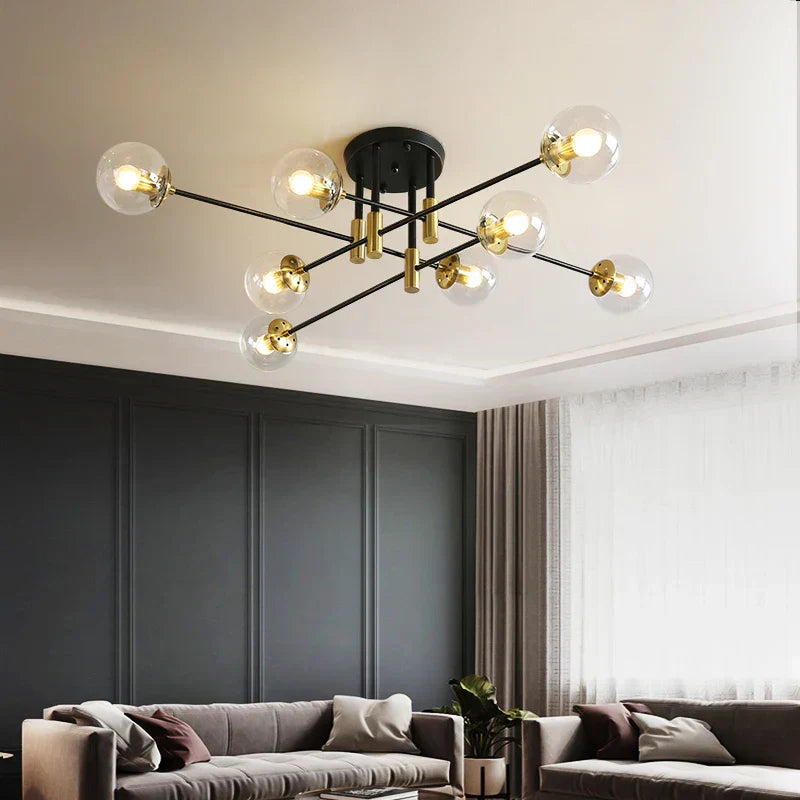 ثريا كروية دائرية LED من DecorBites™ باللونين الأسود والذهبي - إضاءة أنيقة للمنزل