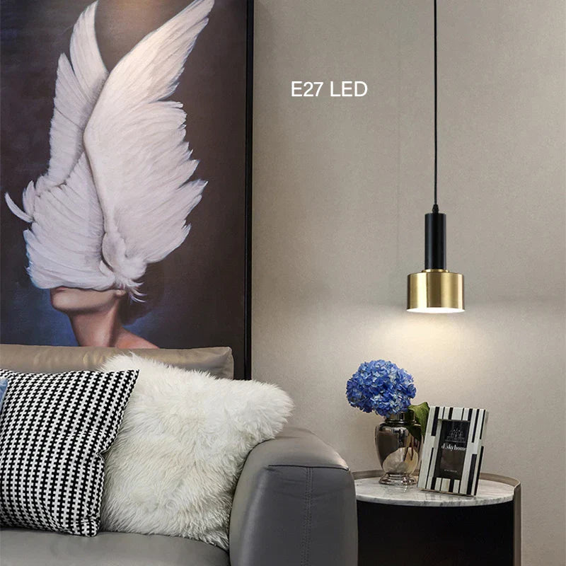 DecorBites™ مصباح معلق LED ذهبي E27 ثريا Nordic لغرفة المعيشة وغرفة النوم الداخلية