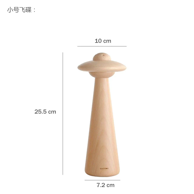 مصباح طاولة UFO الخشبي للأطفال من DecorBites™: تصميم حديث، قابل للتعتيم، على شكل كرتوني، مثالي لغرفة نوم الأطفال