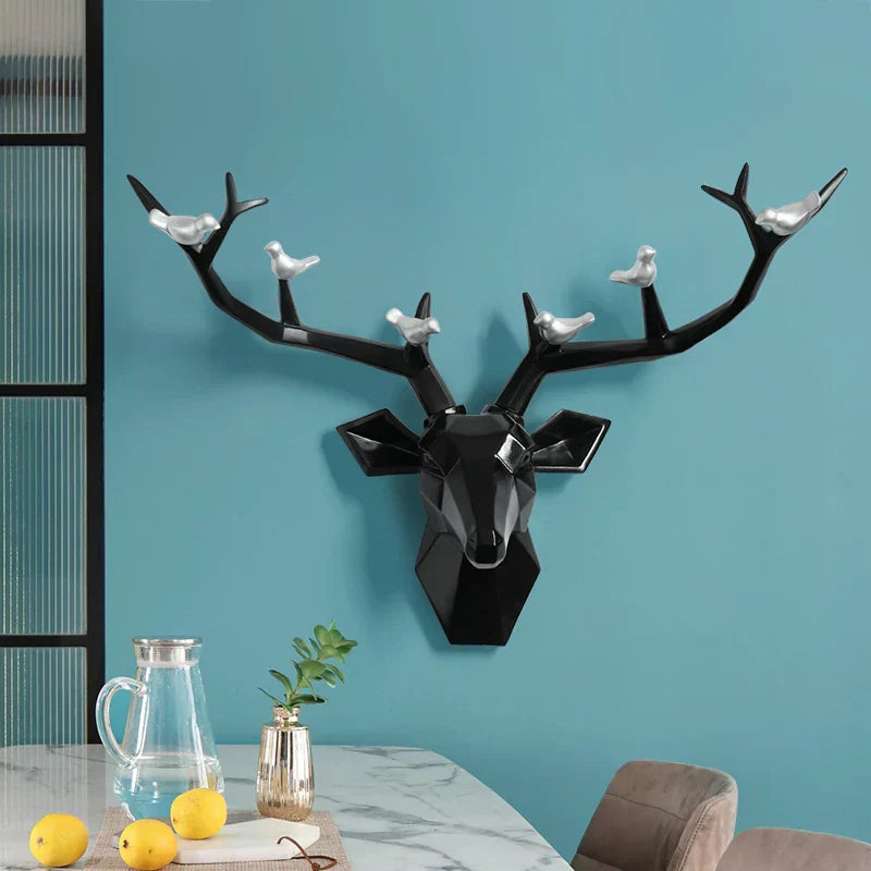 ديكور جدار رأس الغزال من DecorBites™ | تمثال حيوان تجريدي حديث لديكور المنزل