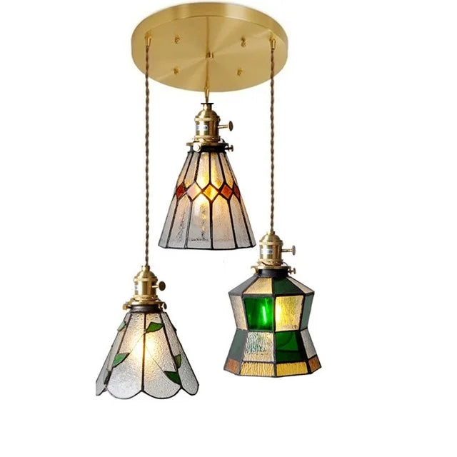 DecorBites™ مصباح معلق نحاسي زجاجي مع مفتاح خشبي: مصباح LED إسكندنافي حديث معلق