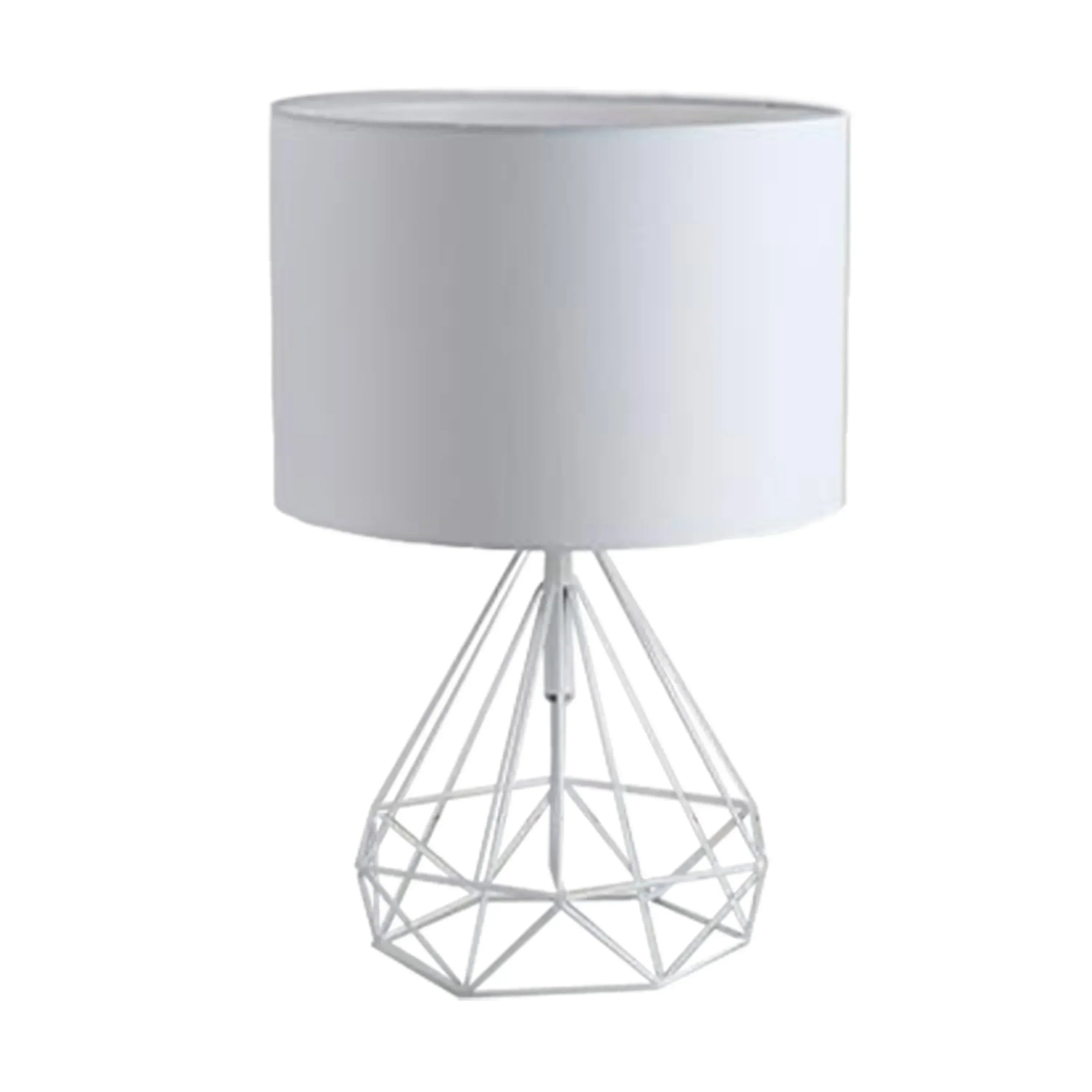 DecorBites™ Geometric Gold Desk Lamp with Hollow Diamond Design and Cloth Shade
