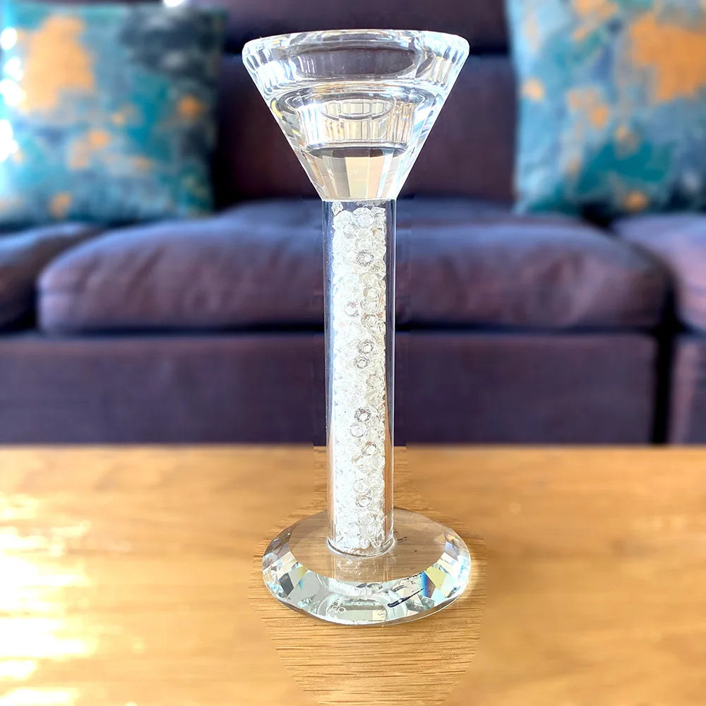 DecorBites™ Crystal Diamond Glass Candle Holder for Home Decor