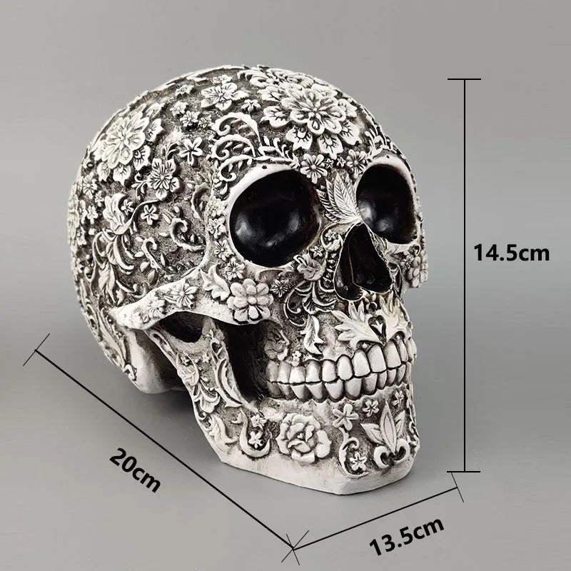 DecorBites™ 20cm Carved Skull Figurine Halloween Home Decor Craft Sculpture Ornament