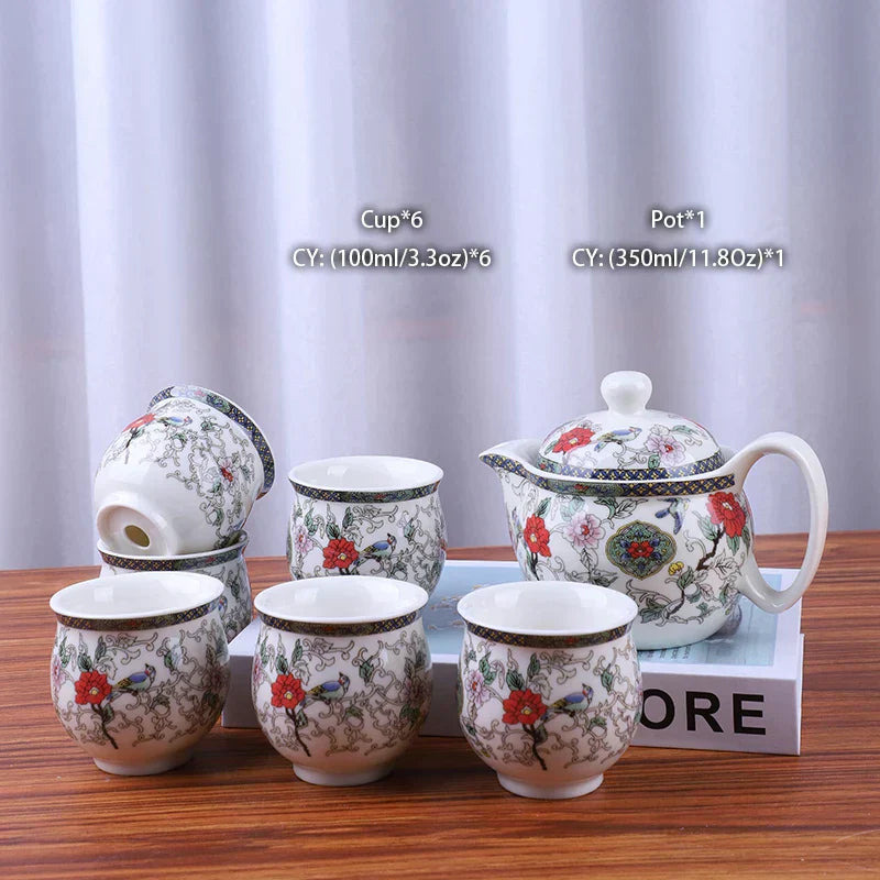 DecorBites™ Dragon Teapot Tea Set, Porcelain Kung Fu Teaware for Puer Oolong Ceremony