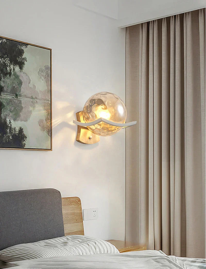 DecorBites™ مصباح حائط خشبي ياباني على شكل قمر - تصميم بسيط - إضاءة جدارية LED