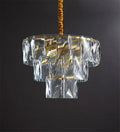 DecorBites™ Gold Steel Crystal LED Pendant Light Fixture Luxe Round Hanging Lamp