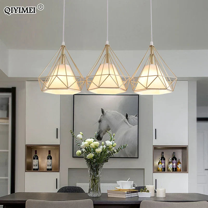 DecorBites™ Gold Triangle Pendant Lights: Nordic Style 1head/3heads Metal Fixtures, Simple Décor Lighting