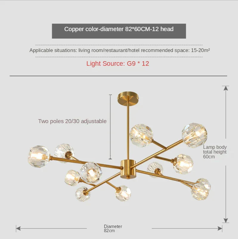 DecorBites™ Crystal LED Chandelier Ceiling Light for Elegant Home Décor