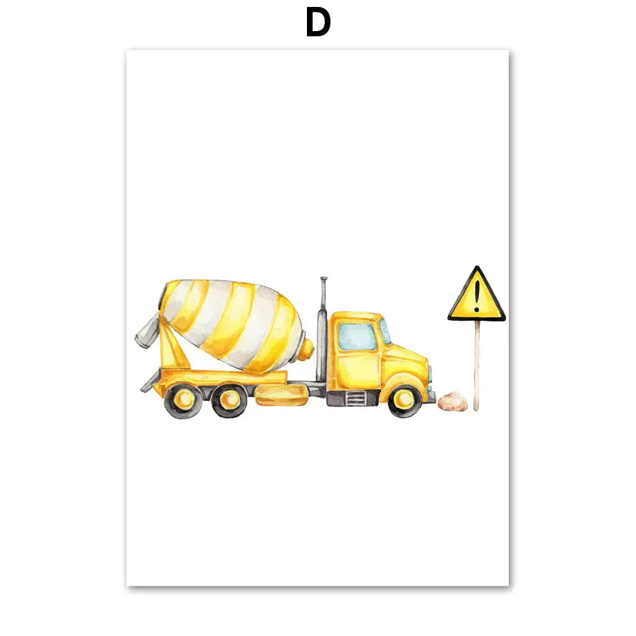 DecorBites™ "Adventures in Motion" Canvas Print - Nordic Cartoon Transportation
