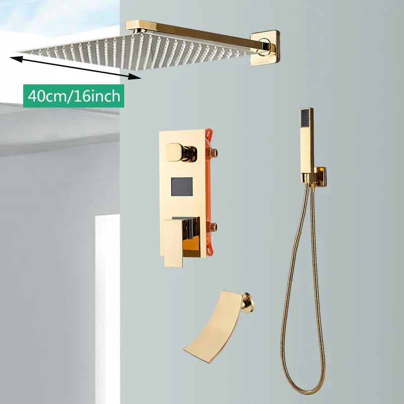 نظام دش Gold Digital Display من DecorBites™ مع صنبور حوض الاستحمام