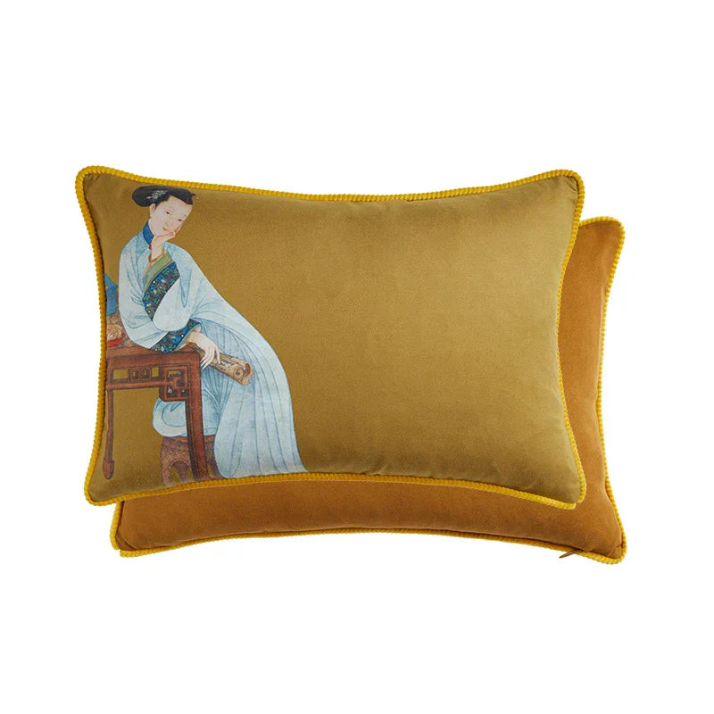 DecorBites™ Court Puppy Print Fur Fringed Bolster Pillowcase Decorative Throw Pillow Cover