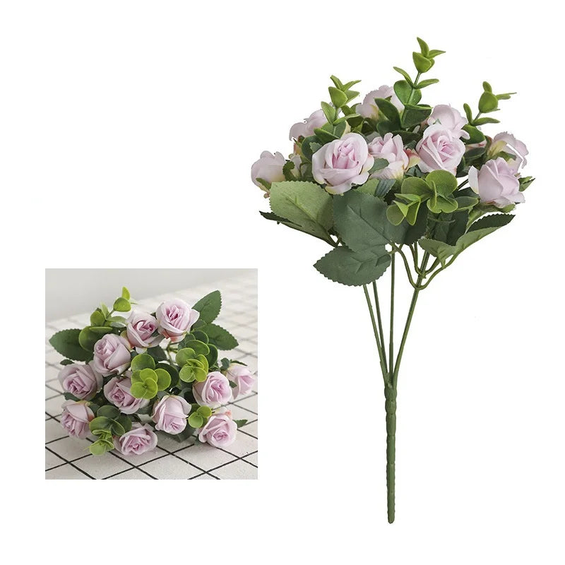 DecorBites™ 5-Fork 11 Roses Bouquet for Home Decor – Small Fresh Korean Style Simulation