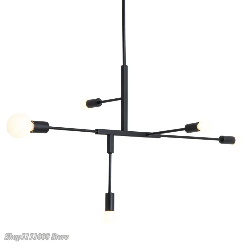 DecorBites™ Cross Style 5-Head Pendant Light in Gold and Black Finish for Modern Home Decor