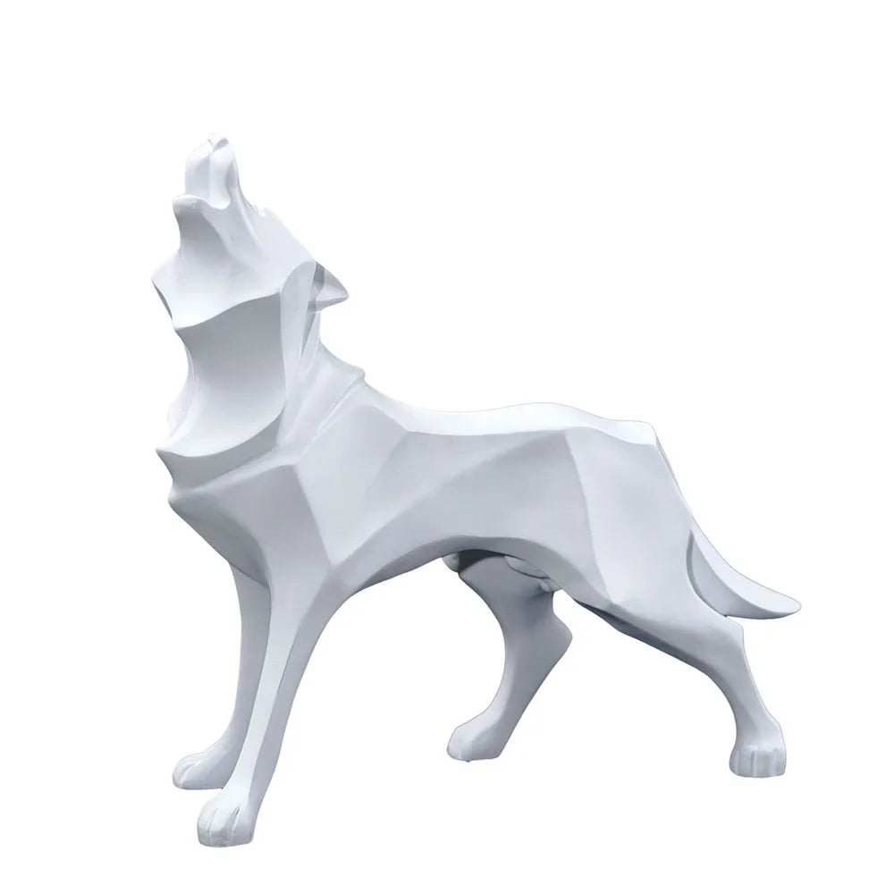 DecorBites™ Geometric Wolf Statue Resin Abstract Animal Figurine Home Office Decor Sculpture