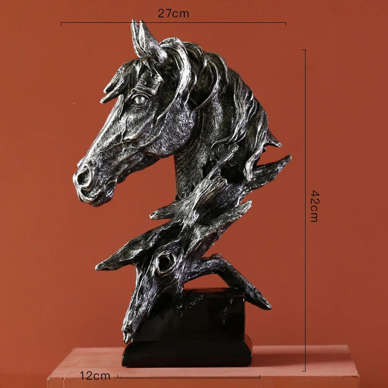DecorBites™ Country Resin Horsehead Figurine: Creative Animal Statue for Modern Home & Office Decor