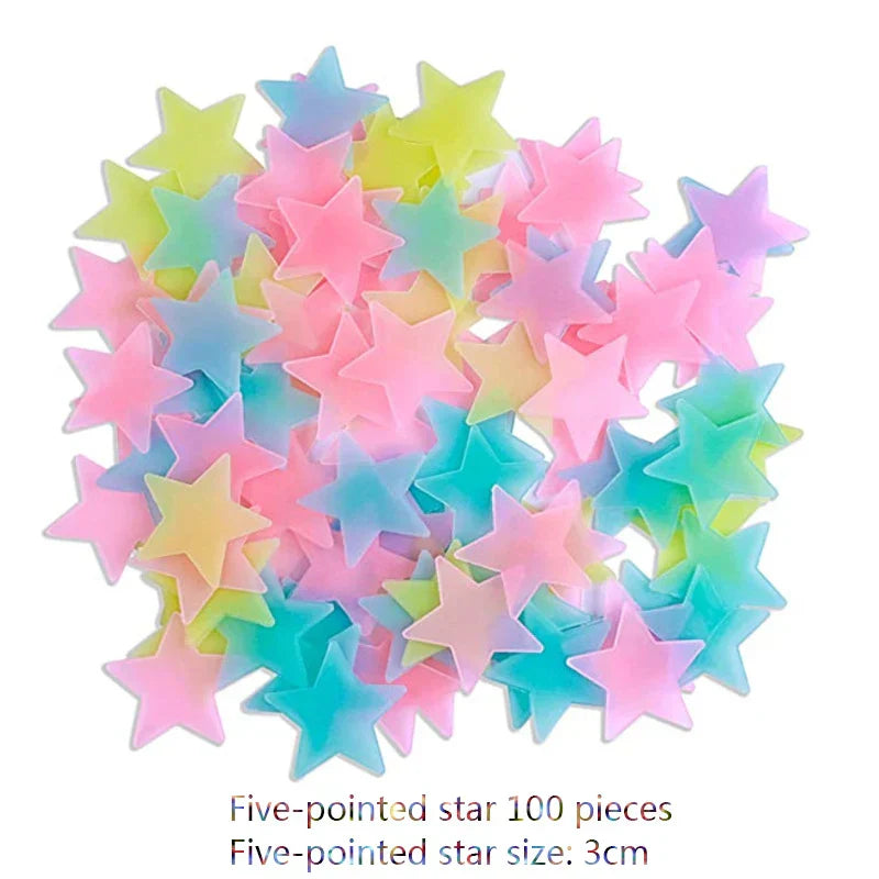 3D Stars Glow Dark Wall Stickers by DecorBites™ – Luminous Fluorescent Home Decor