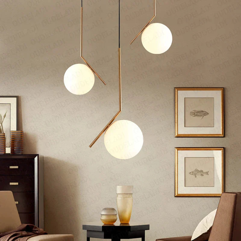 DecorBites™ Glass Ball Pendant Lampshade - High Quality Milky Glass Ball Design