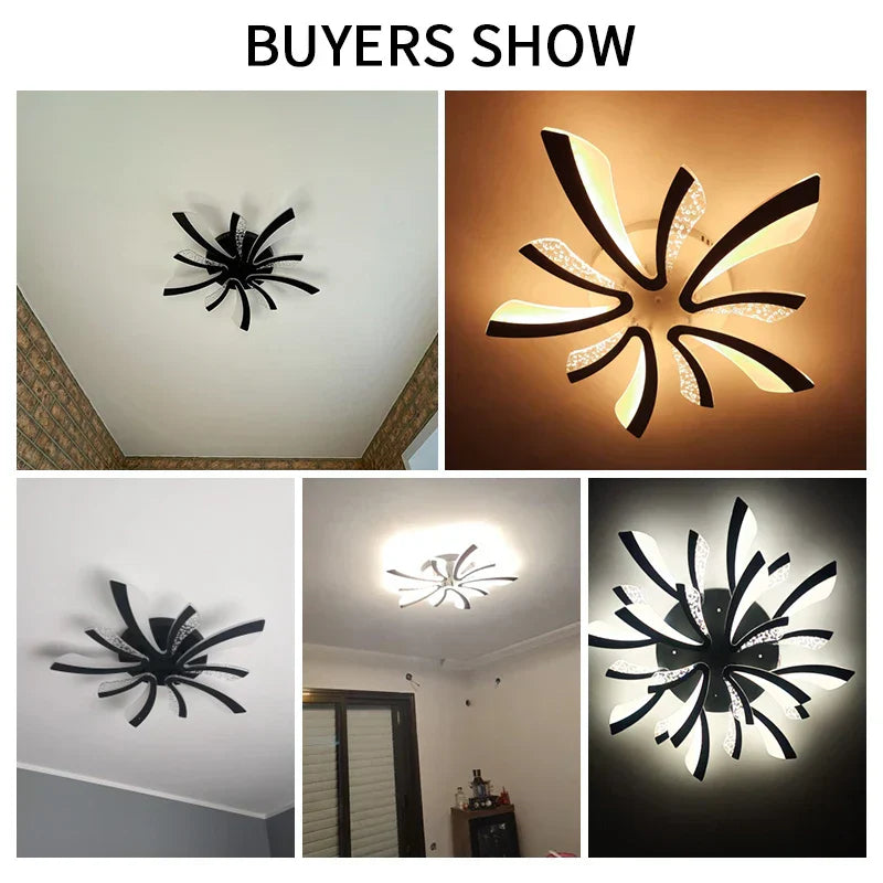 ثريا سقف LED DecorBites™ لغرفة المعيشة وغرفة النوم وغرفة الطعام وغرفة الدراسة (أبيض/أسود)