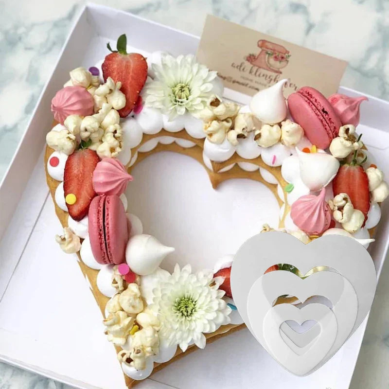 DecorBites™ Heart Cake Mold PET Plastic. Essential Baking Tools in 6/8/10/12/14inch Sizes