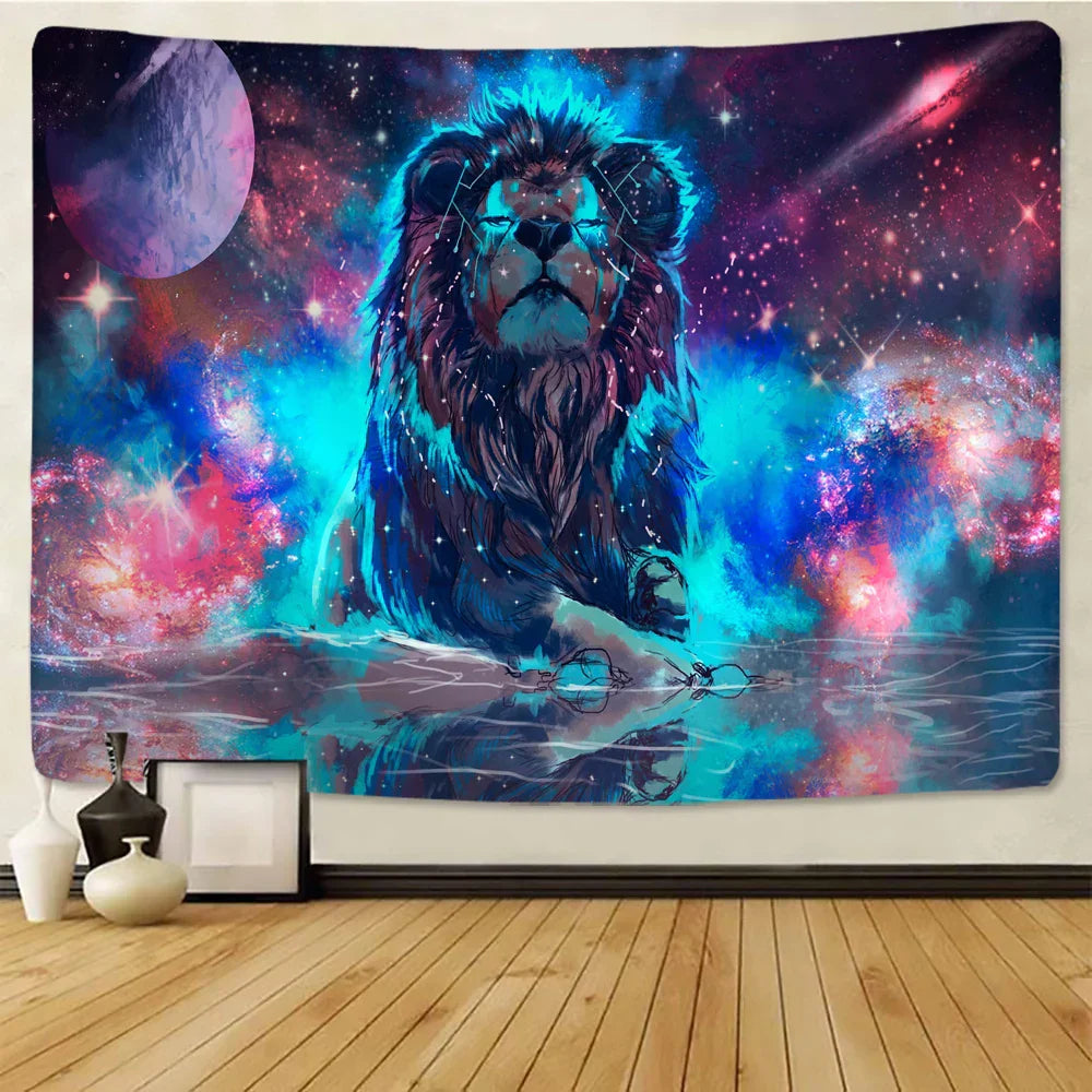 DecorBites™ Lion Tapestry African Grassland Animals Cartoon Wall Hanging Blanket