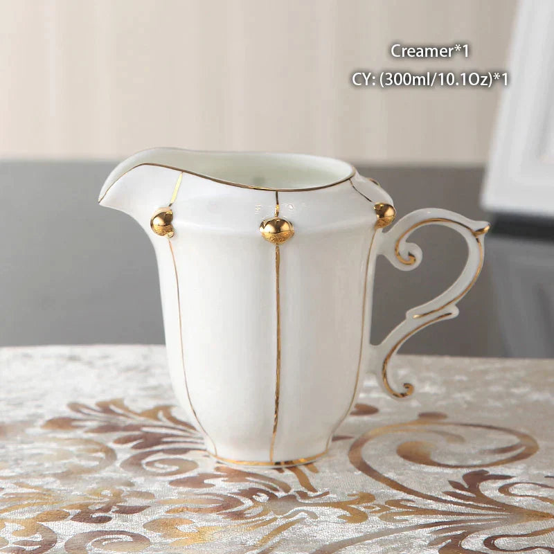 DecorBites™ Elegant Bone China Tea Set Luxury Porcelain Coffee Pot Creamer Sugar Bowlcaffold