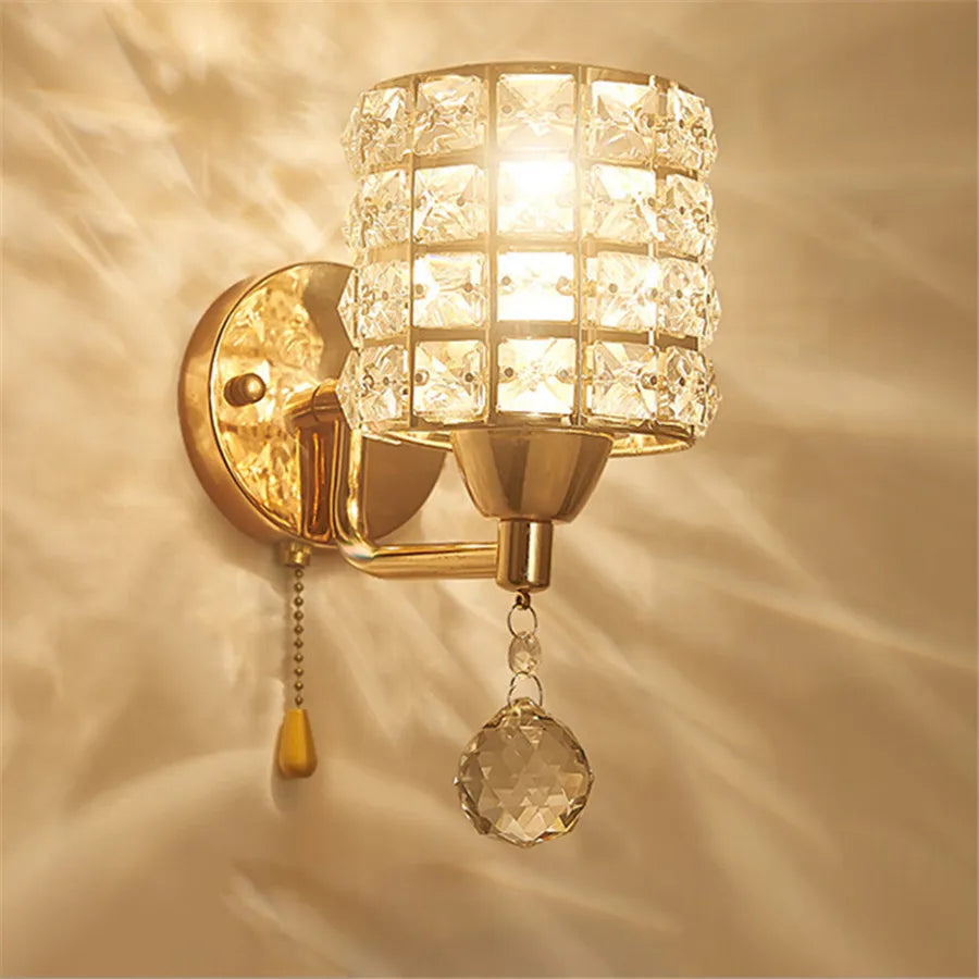 DecorBites™ Crystal Wall Sconce: Retro Luxury for Living Room, Balcony, or Aisle Lighting