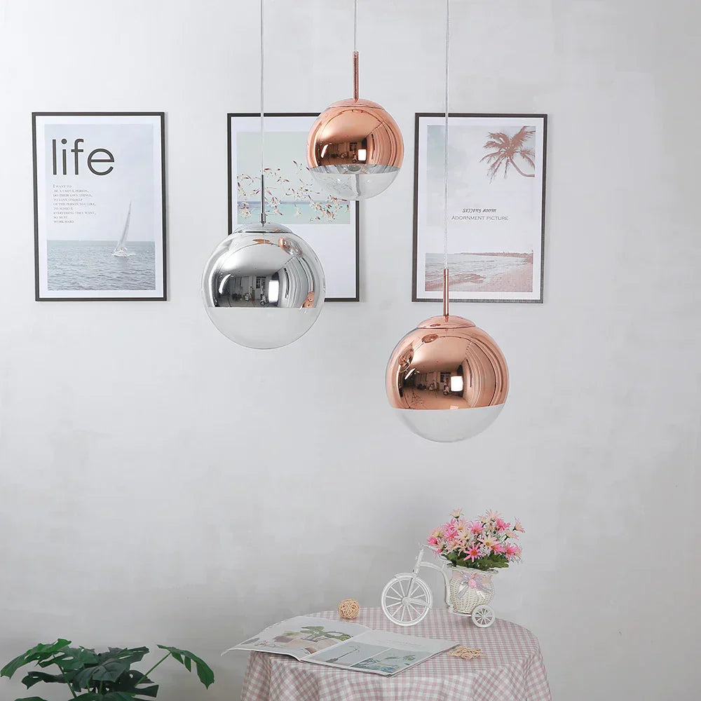 DecorBites™ Glass Ball Electroplate LED Pendant Light for Kitchen Living Room Bedroom