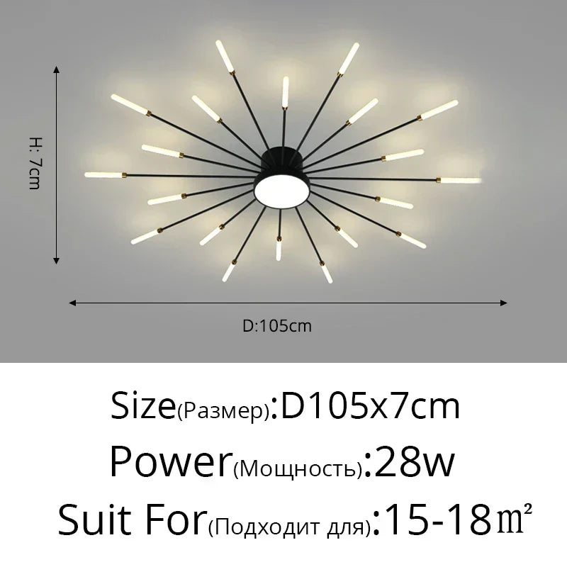 وحدة إضاءة سقف LED أكريليك DecorBites™ لغرفة النوم والردهة وغرفة المعيشة وغرف الأطفال، تصميم عصري لامع