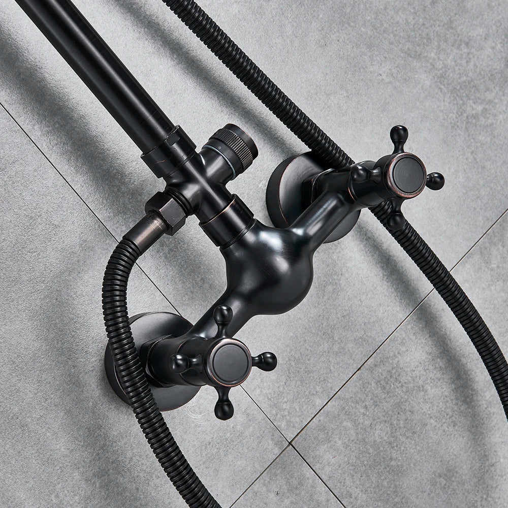 DecorBites™ Black Bronze Shower Faucet Set with 8" Rain Shower Head & Hand Shower