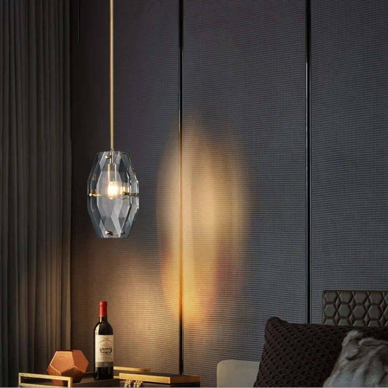 DecorBites™ Crystal Glass Pendant Lamp Luxe Chandelier for Bedroom Restaurant Kitchen Home