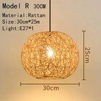Handwoven Rattan Bamboo Pendant Light in Black