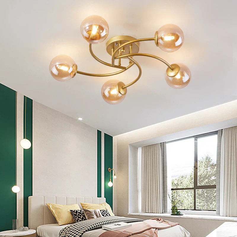 DecorBites™ Glass Bulb LED Ceiling Light Fixture for Modern Living Room and Kitchen