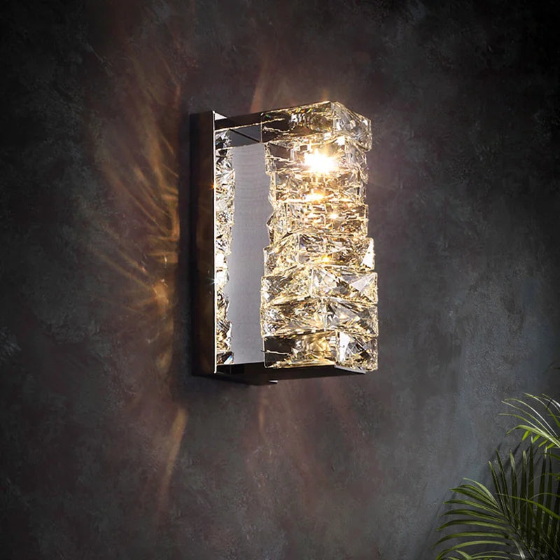 أباليك DecorBites™ كريستال ذهبية كروم مصابيح جدارية لغرفة المعيشة وغرفة النوم وإضاءة خلفية للتلفاز