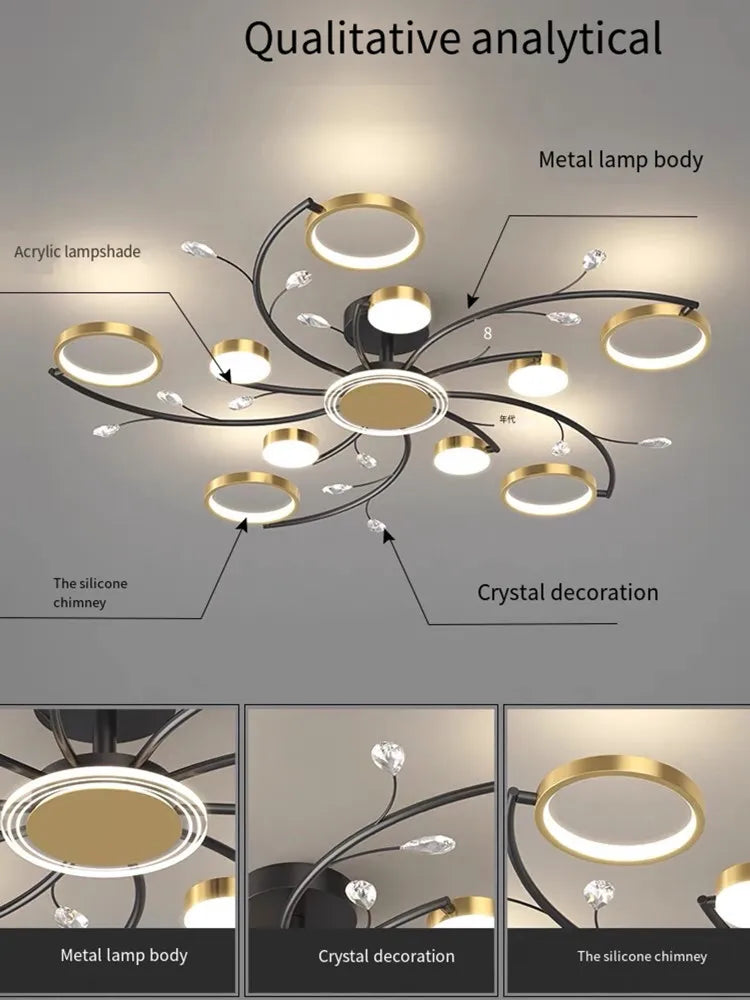 ثريا إضاءة LED من DecorBites™: إضاءة داخلية عصرية للمنزل بالكامل لغرفة النوم، غرفة المعيشة، وغرفة الطعام