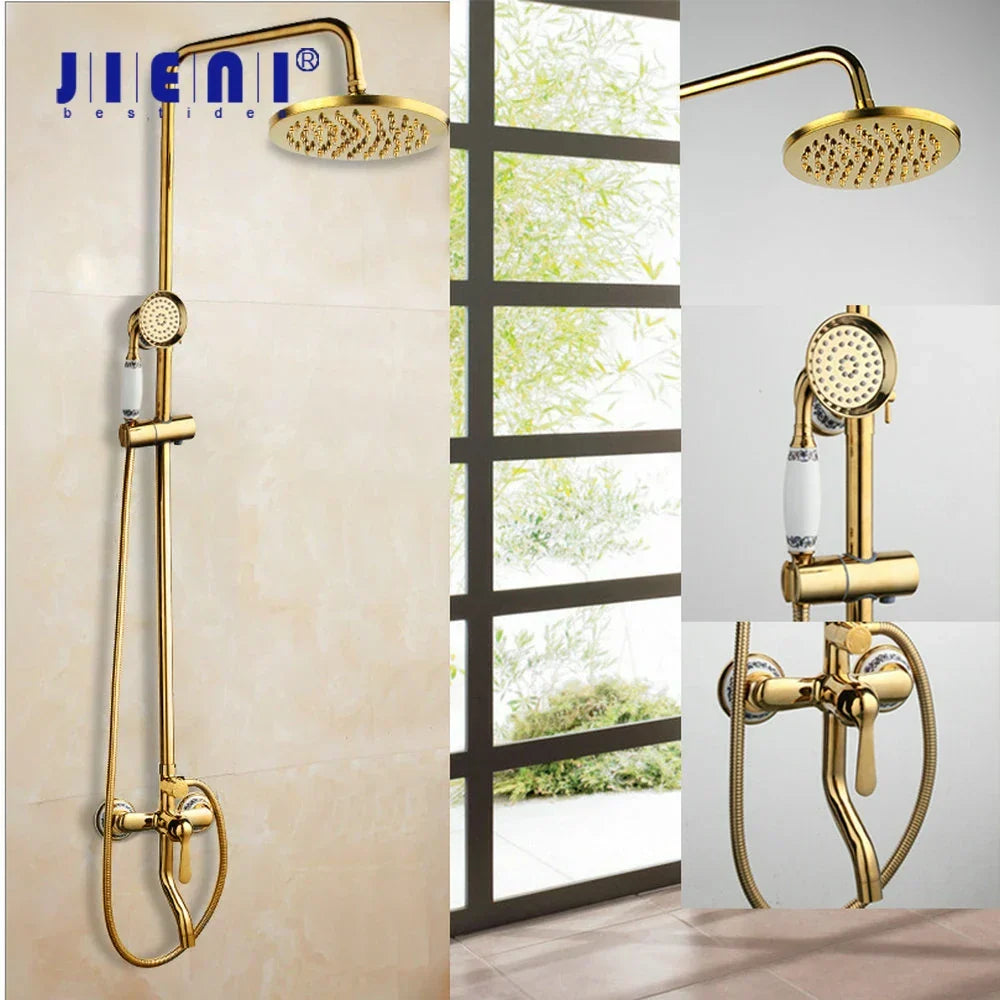 DecorBites™ Golden Polished Shower Head with High Pressure Aerator Nozzle