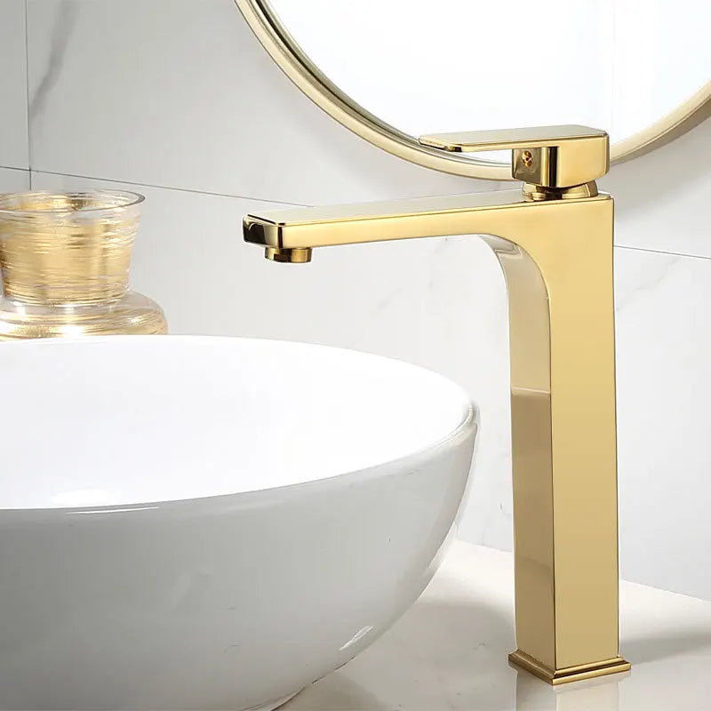 صنبور حوض Gold DecorBites™‎: صنبور حوض حمام بمقبض واحد وخلاط حوض نحاسي