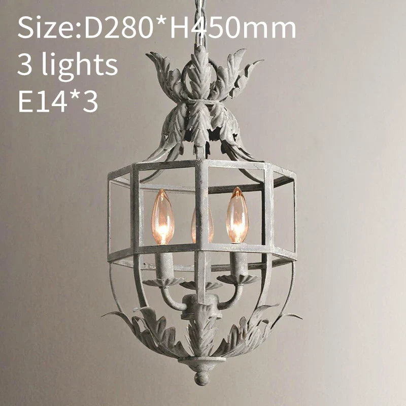 DecorBites™ Grey/Gold Metal Cage Chandelier: Russian-Inspired, 3-Light Lustre for Nursery, Kitchen, Dining