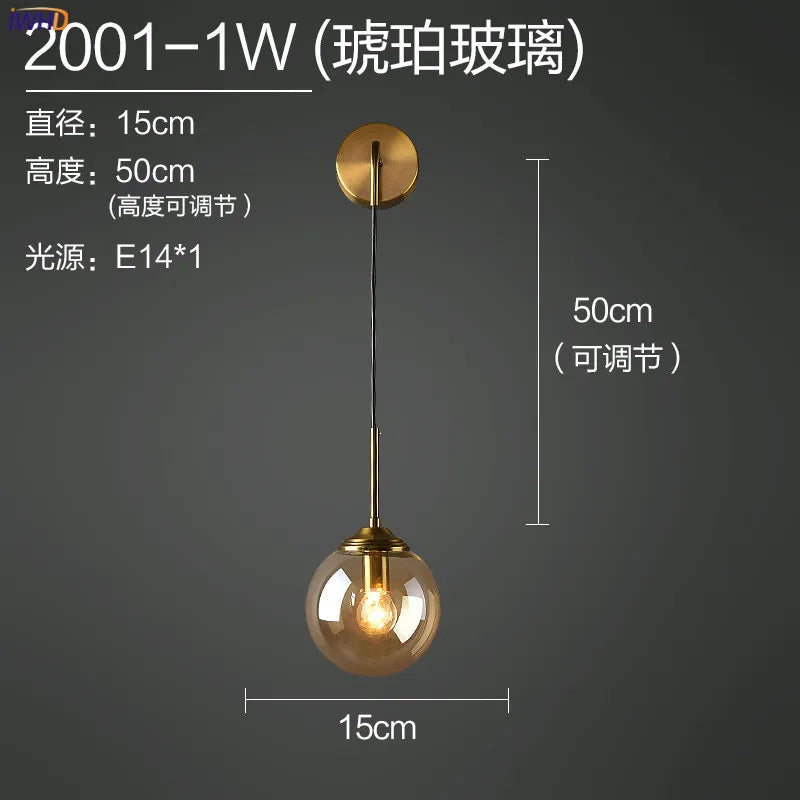 DecorBites™ Glass Ball LED Wall Lamp for Nordic Modern Bedroom Lighting
