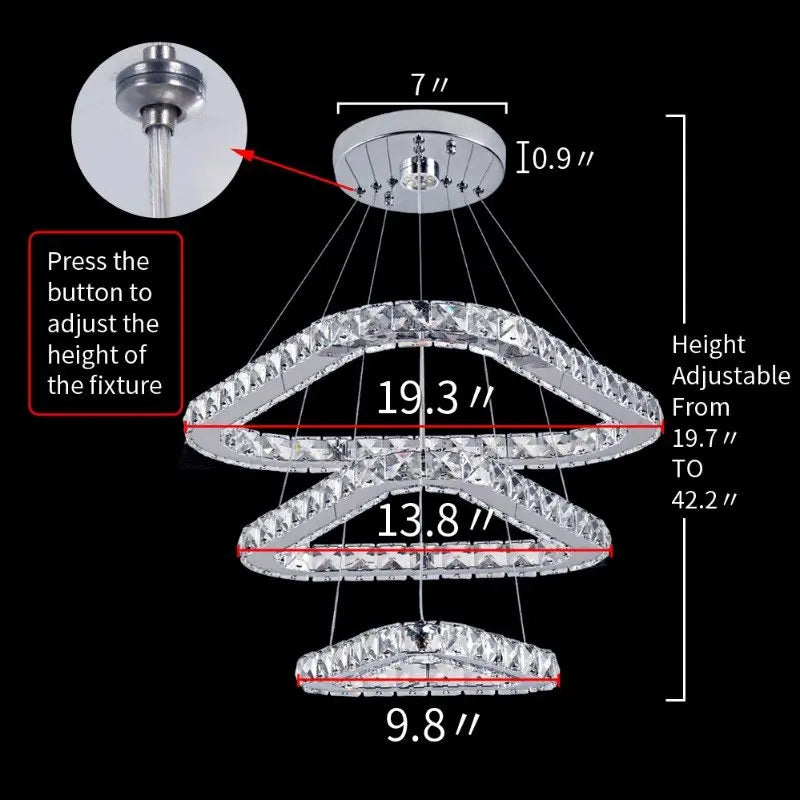 DecorBites™ Crystal LED Pendant Chandelier, Modern Nordic Ceiling Lamp for Living and Dining Room