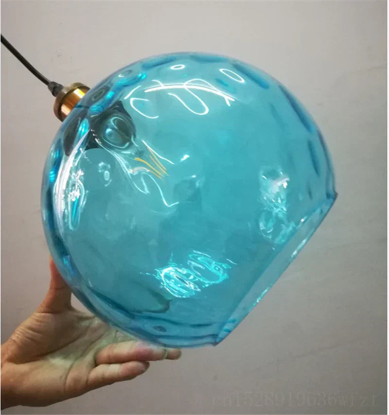 DecorBites™ Blue Glass Ball LED Pendant Lights for Modern Living Room and Kitchen Decor
