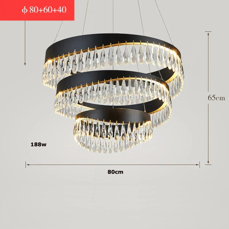 DecorBites™ ثريا ذهبية كريستالية من الفولاذ المقاوم للصدأ لغرفة الطعام