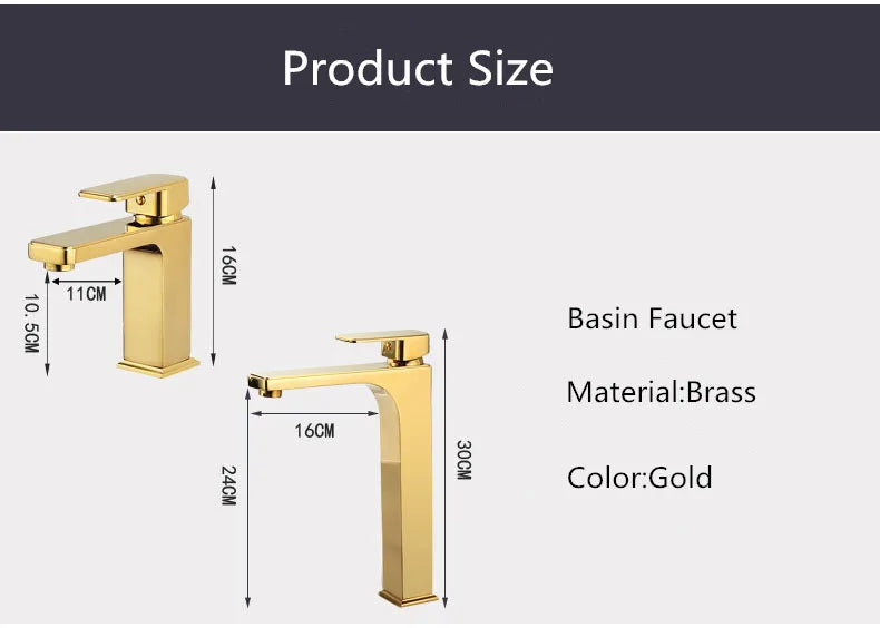 صنبور حوض Gold DecorBites™‎: صنبور حوض حمام بمقبض واحد وخلاط حوض نحاسي