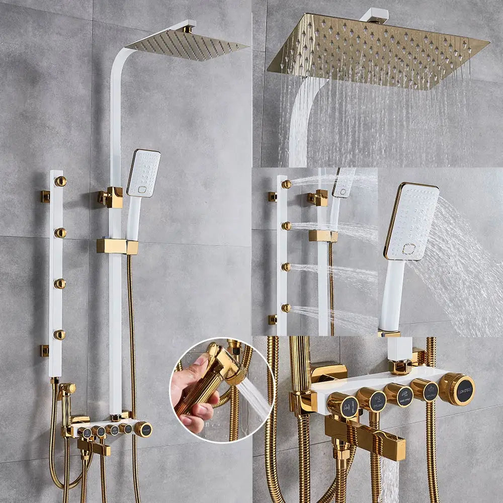 DecorBites™ 5-Function Shower Faucet Set with Rain Shower Head, Hand Shower, and Bathtub Spout