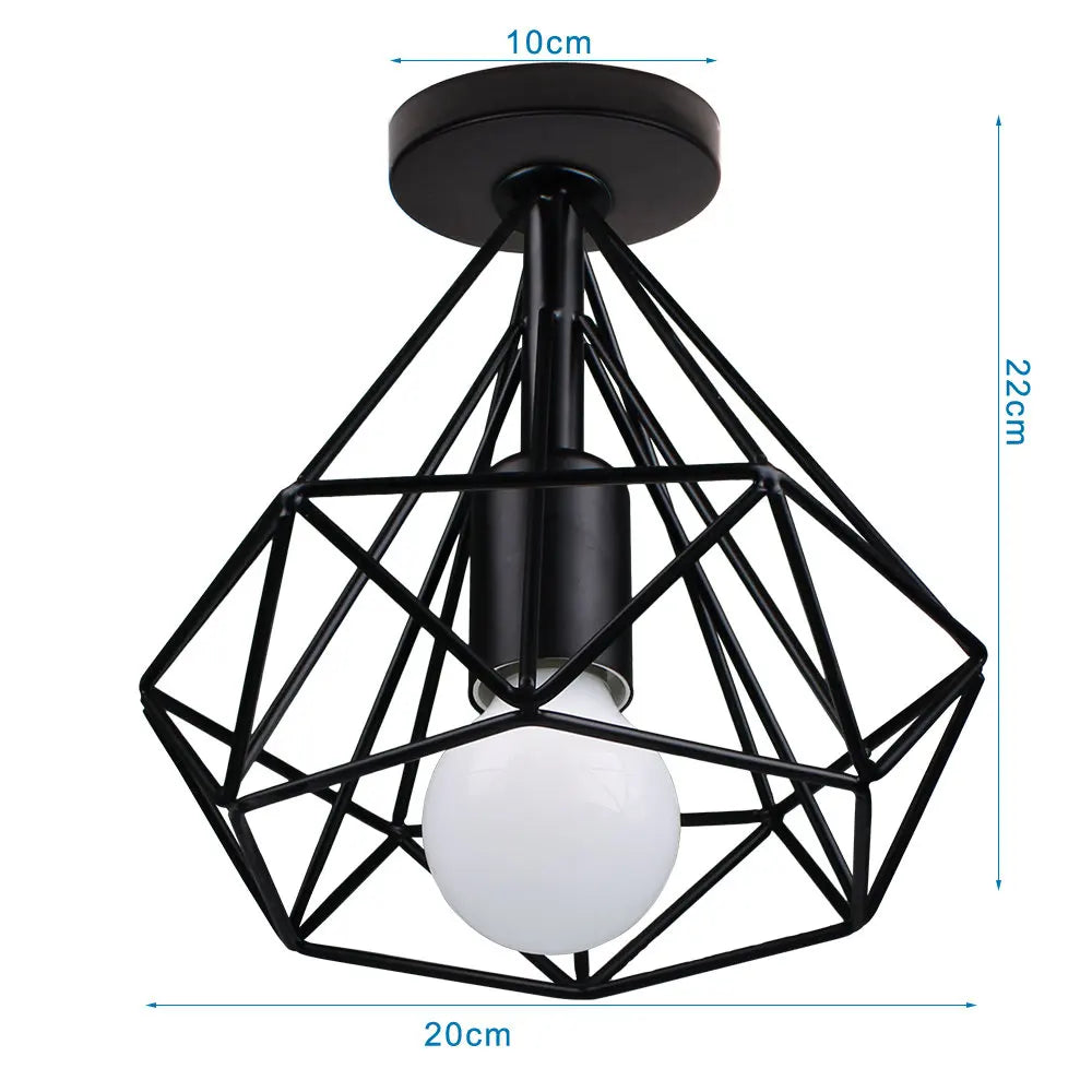 DecorBites™ Iron Cage Ceiling Light Fixture Retro Nordic Design Home Kitchen Lamp