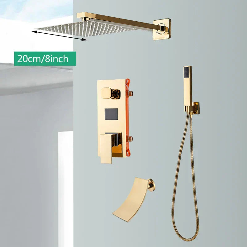 نظام دش Gold Digital Display من DecorBites™ مع صنبور حوض الاستحمام