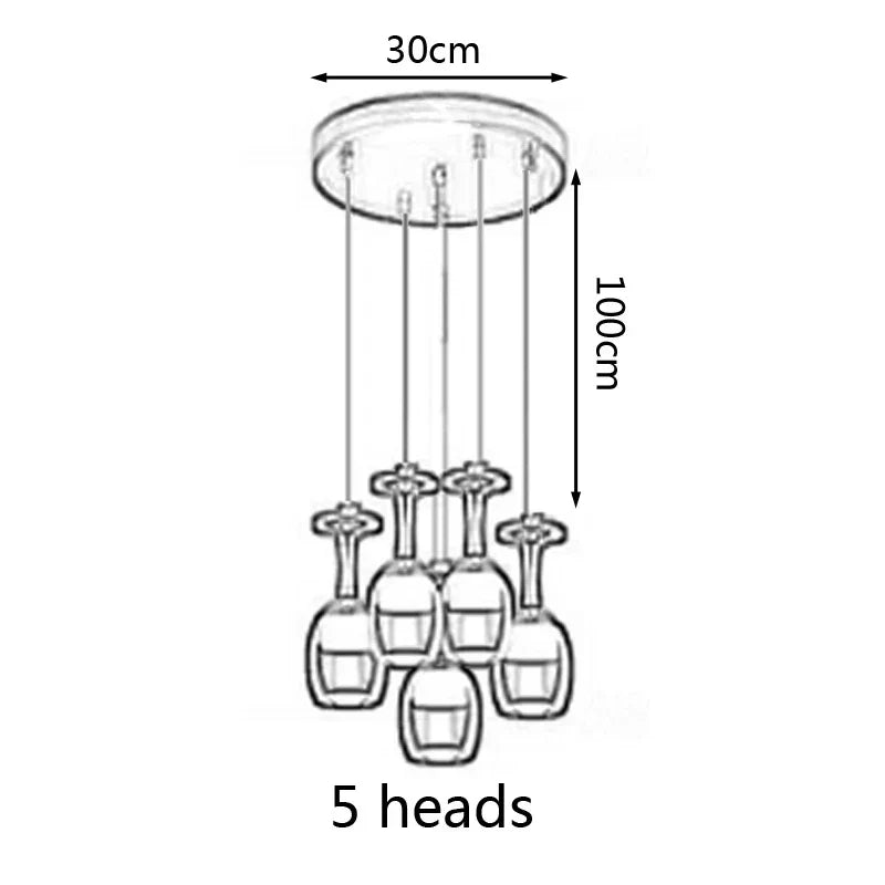 DecorBites™ LED Wine Glass Pendant Lights for Restaurant, Bar, and Dining Room