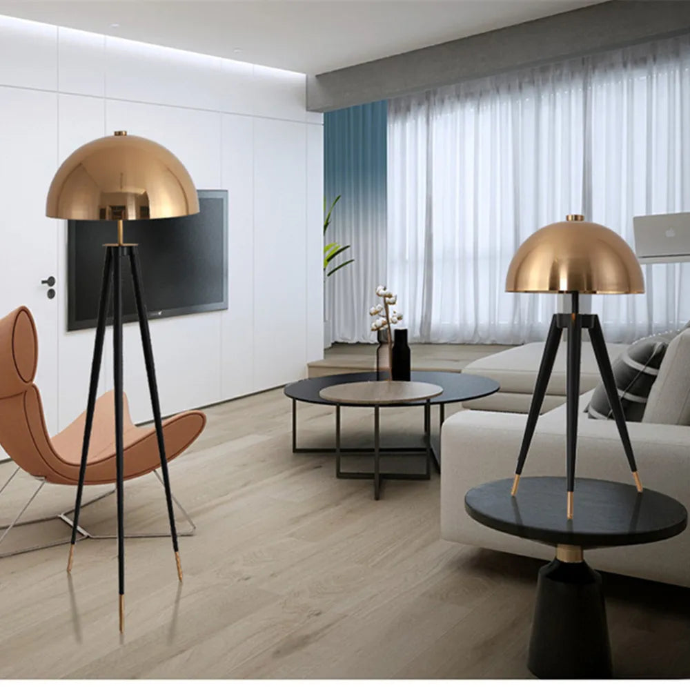 DecorBites™ Coyote Gold Tripod Floor Lamp for Home Decor in Living Room or Bedroom