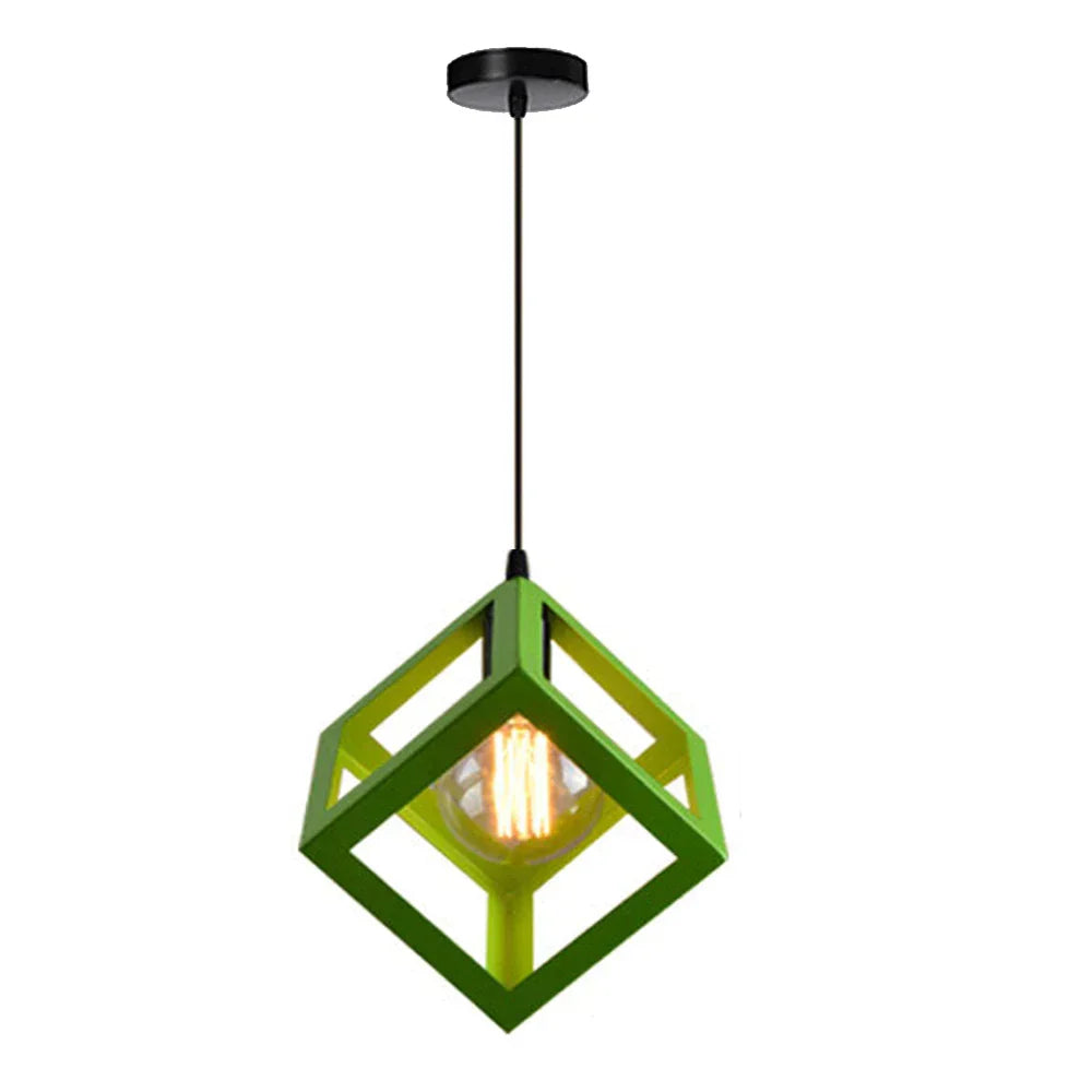 DecorBites™ Geometric Cube Pendant Lights Trio Metal Shades Square Ceiling Lamps